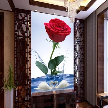 wellyu Пользовательские обои 3d фотообои papel de parede Водяная роза Лебедь Мода крыльцо проход Коридор 3d обои папье-пепел