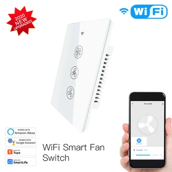 WiFi RF433 Умный потолочный переключатель вентилятора Управление Smart Life / Tuya App Беспроводное дистанционное управление Работает с Alexa и