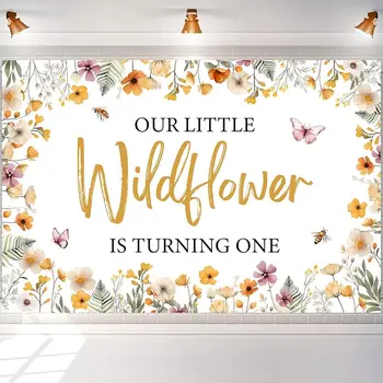 Wildflower 1-й день рождения фон наш маленький полевой цветок превращается в один декор фотографический фон для девочки цветочный 1-й день рождения