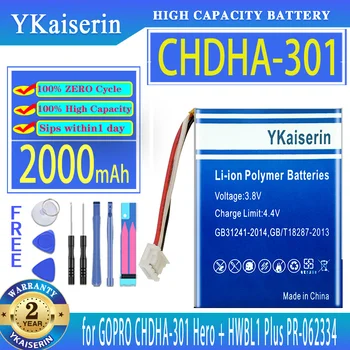 YKaiserin Аккумулятор CHDHA301 2000 мАч для GOPro GO Pro CHDHA-301 Hero + HWBL1 Plus HWBL 1 Plus 1Plus PR-062334 Bateria
