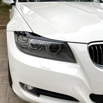 Автомобильные глянцевые черные фары, брови, веки, покрытие, ресницы, наклейки на фары для BMW 3 серии E90 E91 320I 330I 05-12