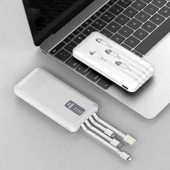 Аккумулятор для мобильного телефона Power Bank с кабелем Портативное зарядное устройство для iPhone 14 Samsung S22 Xiaomi Powerbank Внешний аккумулятор 10000 мАч