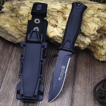 американский (DEHONG) Черный полузуб Одна особенность Тактический прямой нож Охотничий нож для джунглей Открытый прямой нож Рыболовный нож