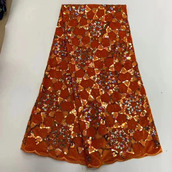 Африканская бархатная кружевная ткань Высокое качество 2020 Пайетки Французская кружевная ткань Нигерия Кружевная ткань Свадебное платье D4198