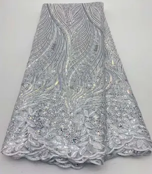  Африканская кружевная ткань 2023 Высокое качество Мода Нигерия Пайетки Вышитая французская тюль Кружевная ткань для нигерийской свадьбы