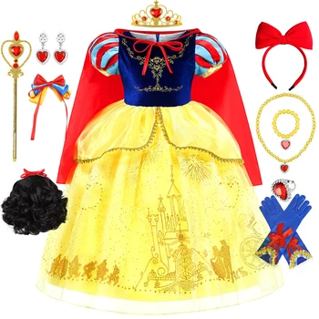 Белоснежка Платье для девочки Принцесса Костюм Платья День Рождения Платье Хэллоуин Одежда
