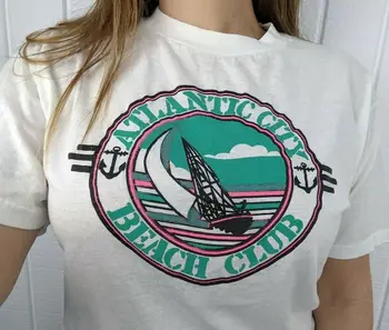 Винтажная сувенирная футболка Atlantic City Beach Club Нью-Джерси с графическим рисунком большая