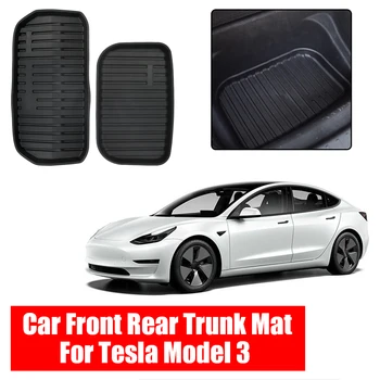 Водонепроницаемые защитные накладки Коврик для багажника автомобиля Аксессуары для интерьера Противоскользящий коврик для хранения переднего и заднего багажника автомобиля для Tesla Model 3