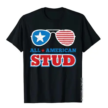 Всеамериканский жеребец Смешной 4 июля День независимости Подарочная футболка Футболки для отдыха для мужчин Хлопковый топ Футболки Молодежный Новый Приход