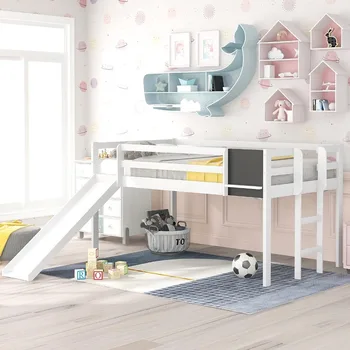 Деревянный каркас односпальной кровати для детей с раздвижкой, Компактный деревянный каркас кровати для детей для мальчиков или девочек, белый
