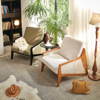 Диван Офисные стулья для гостиной Nordic Lazy Уникальное роскошное деревянное кресло Дизайнер Ретро Sillas Para Sala De Estar Домашняя мебель