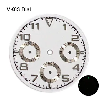 Для циферблата VK63 29,5 мм зеленый светящийся белый циферблат замена кварцевого механизма VK63