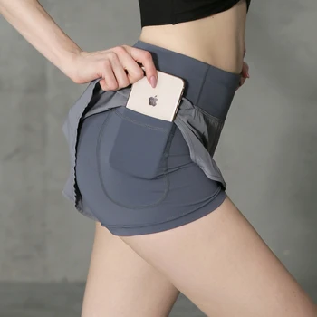 Женская спортивная одежда с высокой талией для йоги с короткими стрижками два в одном кармане для тренажерного зала