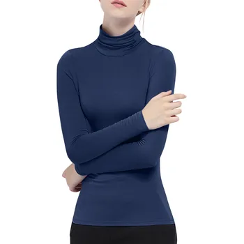 Женский базовый пуловер Топы с длинным рукавом и водолазкой Мягкие эластичные приталенные однотонные базовые рубашки Roupas Feminina Ropa