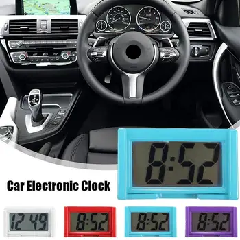  ЖК-дисплей Автомобильная приборная панель Цифровые часы с индикацией дня - Клейкие автомобильные часы для легкого хронометража Автомобильные цифровые часы