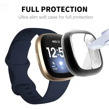 Защитный чехол для часов Fitbit Versa 4 / Versa Sense 2 Мягкая защитная оболочка из ТПУ Экран Полный протектор Аксессуары для часов