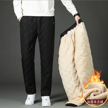  Зимние толстые мужские брюки Ветрозащитные и водонепроницаемые утолщенные теплые повседневные брюки Мужские термоштаны из овечьей шерсти Плюс размер 5XL
