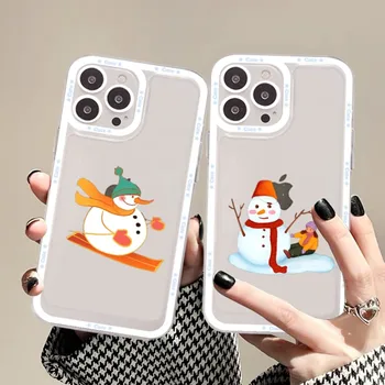 Зимний милый снеговик Чехол для телефона Samsung S 20 21 22 23 lite plus Ultra Clear Mobile Cover Funda