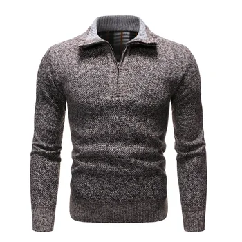 Зимний мужской свитер на молнии утолщенный и теплый, большого размера свободный и повседневный