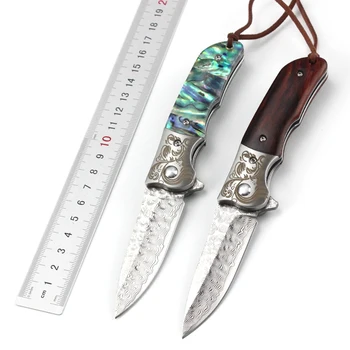  Качество 59 HRC Складной нож Damascus vg10 Blade Деревянная ручка Охота Открытый карманный нож Инструмент Подарок для мужчин