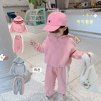Комплект одежды для детей и девочек Толстовка с длинным рукавом с цветочным принтом Длинные брюки Хлопок для малышей Зимняя одежда Спортивный костюм для девочек 2-6 лет