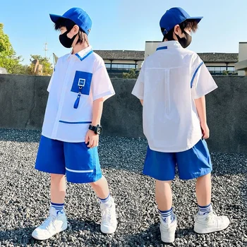 Летний набор для мальчиков 2023 Новый детский спортивный костюм Досуг Мода Красивые рубашки с коротким рукавом Модная детская одежда