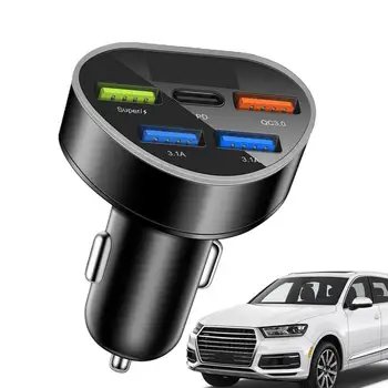  Лучшее автомобильное зарядное устройство USB Светодиодный дисплей напряжения Зарядное устройство для телефона 12 В 5 в 1 Адаптер питания для нескольких устройств для универсального автомобильного зарядного устройства для телефона