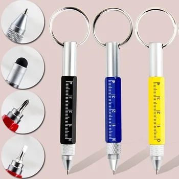 Металлическая многофункциональная шариковая ручка Стилус 6 в 1 Отвертка Сенсорный экран Инструмент Ручка Небольшой Брелок Ручка На открытом воздухе EDC Расходные материалы