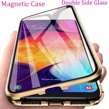 Металлический магнитный двусторонний стеклянный чехол для Samsung Galaxy A51 A21s A50 A52 A12 A32 A70 A71 M51 A91 A20 A30 S10E M21 M31 S21 S20