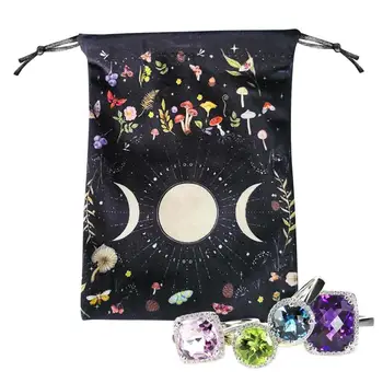 Мешочек Таро с фазами Луны и шнурками Фланелевая сумка для хранения колоды Таро для аксессуаров Таро Колоды Оракула Руны для костей