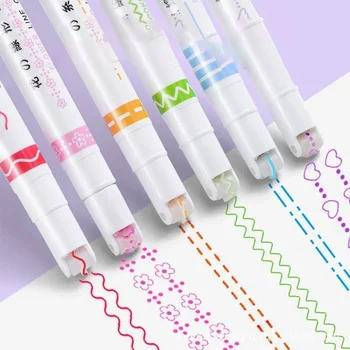 Многоцветная ручка Шаблон XINGX Тип сердца Двойная линия Волнообразный тип Журнальная ручка Только для студентов Флуоресцентная ручка