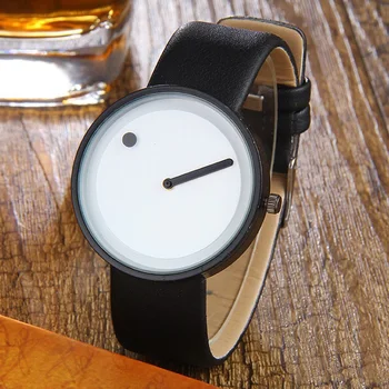 Мода Минималистичные Часы Мужчины Креативный Дизайн Точка и Линия Простые Стильные Кварцевые Наручные Часы Унисекс Кожаные Часы Reloj Hombre
