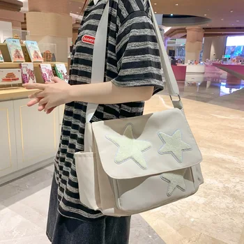  Модная сумка через плечо с рисунком звезды Y2k College Messenger Роскошные сумки большой емкости Женщины Девушка Покупки Пригородная сумка