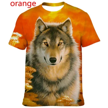 Модные футболки с коротким рукавом 3D волк с принтом для мужчин / женщин Личность Крутая футболка с принтом Забавные животные футболки