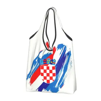 Модный флаг Хорватии Шоппинг Сумки Портативный Хорватский Патриотический Гордый Продуктовый Шоппер Сумка На Плечо