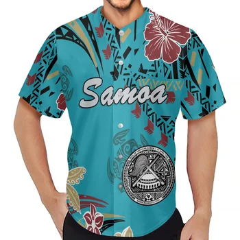 Мужская повседневная одежда SAMOA Татуировка Принт Мужские футболки Летние спортивные бейсбольные рубашки с короткими рукавами Дышащая бейсбольная рубашка