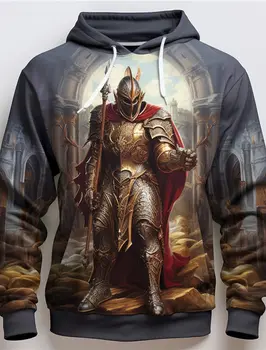 Мужская толстовка с капюшоном Knights Graphic Templar 3D Print Hoodie Fashion SportsHoodies Print Front Pocket Spring & Fall Hoodie Sweatshirt