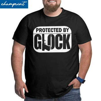 Мужская футболка, защищенная Glock Винтаж Хлопок Большие Высокие Футболки С Коротким Рукавом Glock Пистолет Футболка Плюс Размер 4XL 5XL 6XL Одежда