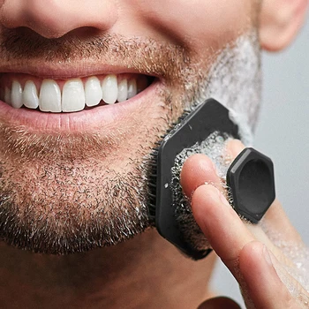 Мужская щетка для очищения лица Скруббер Силиконовая миниатюрная щетка для бритья для лица Глубокий чистый массаж для бритья Уход за кожей Отшелушивающая мужская щетка для бороды 2023