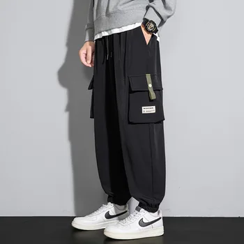 Мужские весенние и осенние корейские модные леггинсы брюки-карго свободного кроя универсальные повседневные брюки большого размера длиной до щиколотки M-8XL