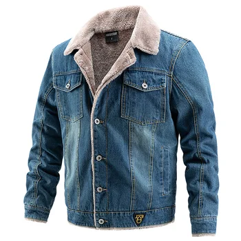 Мужские куртки и пальто для зимы Выстиранные синие джинсы Jaqueta Casual Korea Стильная толстая теплая осень Мужская ковбойская верхняя одежда C5347