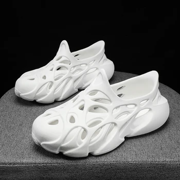  Мужские тапочки Летние мягкие ботинки EVA Beach Hole На открытом воздухе Женская горка Нескользящая дизайнерская дизайнерская персонализированная полая обувь 36-46