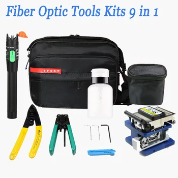 Наборы волоконно-оптических инструментов Сумка для волоконно-оптических инструментов 9 в 1 FTTH + Fiber Stripper + Скалыватель волокна FC-6S + Miller + 30 КМ VFL