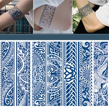 Нарукавная повязка Водонепроницаемая временная татуировка Наклейка Татуировки на руке и плече для мужчин Накладная талия Рука Нога Полоса Татуировки для Девушки Женщины