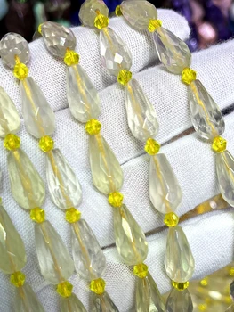 Натуральный лимонный кристалл Рысканье Бусины ручной работы Граненые свободные для ювелирных изделий DIY Ожерелье Браслет 15 ''8x16 мм