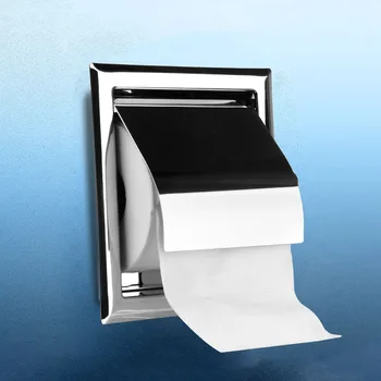  Нержавеющая сталь Настенная рулонная бумажная коробка Скрытый держатель для туалетной бумаги Полированный хром