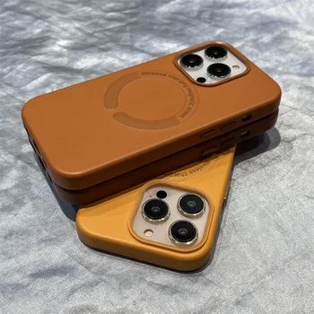 Новая крышка роскошного кожаного магнитного чехла для мобильного телефона Magsafe подходит для Apple 14 iPhone13 12 Promax Series Чехол для мобильного телефона