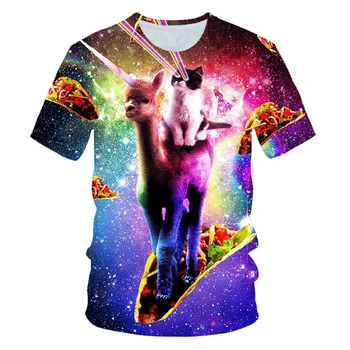 Новые 3d футболки с коротким рукавом унисекс 2023 Cool Animal Cat Tshirt Мужчины Женщины