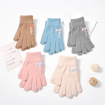 Новые зимние перчатки с сенсорным экраном женские осенне-зимние толстые трикотажные и флисовые теплые прекрасные студенческие велосипедные перчатки