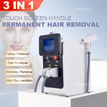  Новый 3 в 1 Лазер OPT IPL Машина для удаления волос Портативный лазер ND Yag Лазерное удаление татуировок Перманентное удаление волос Косметическое оборудование